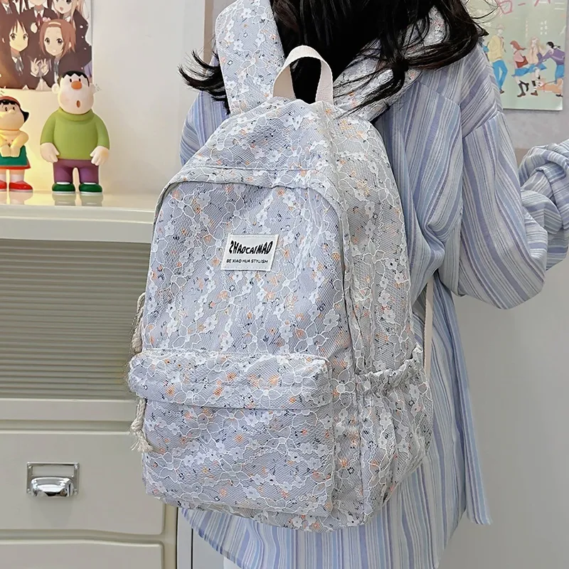 AIBAG Polyester Backpack Unisex White/Gray/Black-7