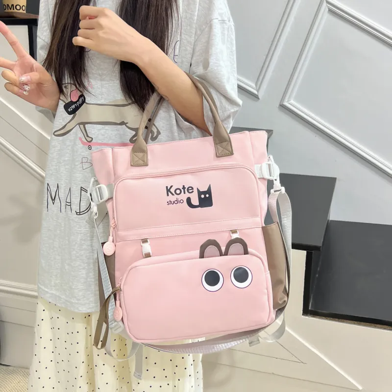 AIBAG Fabric Backpack Unisex Black/Pink/Green/Khaki/Lake Blue-8