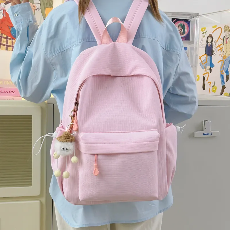 AIBAG Nylon Backpack Unisex White/Black/Pink/Green/Blue-15