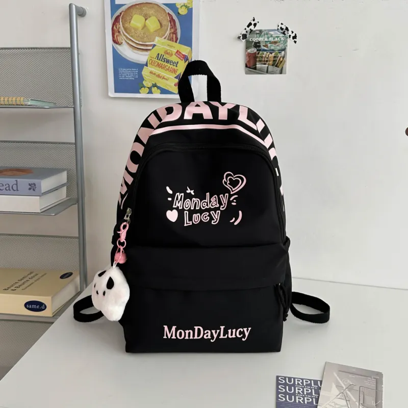 AIBAG Nylon Backpack Unisex White/Black/Pink/Purple/Blue-7
