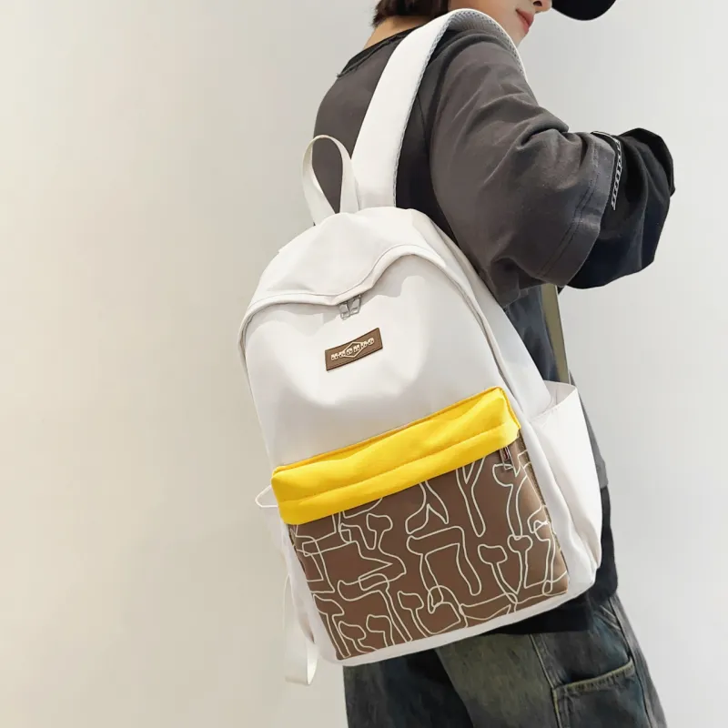 AIBAG Nylon Backpack Unisex White/Black/Red/Purple/Blue-2