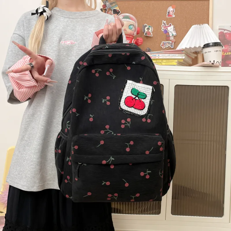 AIBAG Canvas Backpack Unisex White/Black/Pink-8