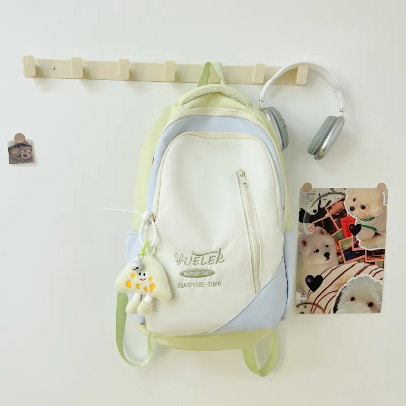 AIBAG Nylon Backpack Unisex Yellow/Green/Blue/Pink/Black-5