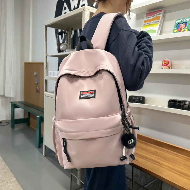 AIBAG Nylon Backpack Unisex Pink/Blue/Green/Black/Gray/White-3