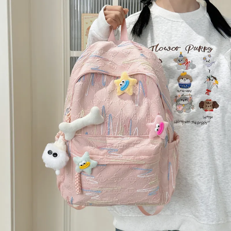 AIBAG Nylon Backpack Unisex White/Black/Yellow/Blue/Pink-29