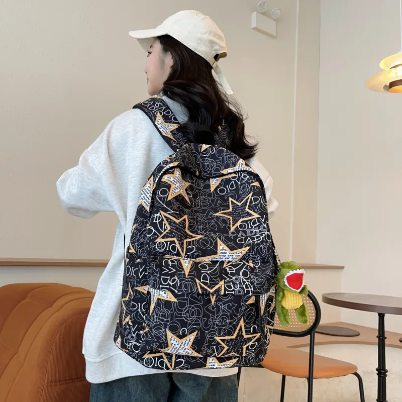AIBAG Nylon Backpack Unisex Black Gray/Black Green/Black Blue/Black Yellow/White/Khaki-16