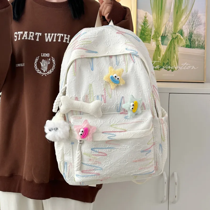 AIBAG Nylon Backpack Unisex White/Black/Yellow/Blue/Pink-6