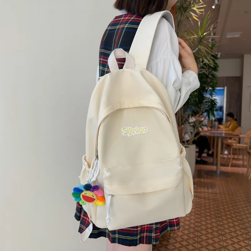 AIBAG Nylon Backpack Unisex White/Black/Blue/Pink-2