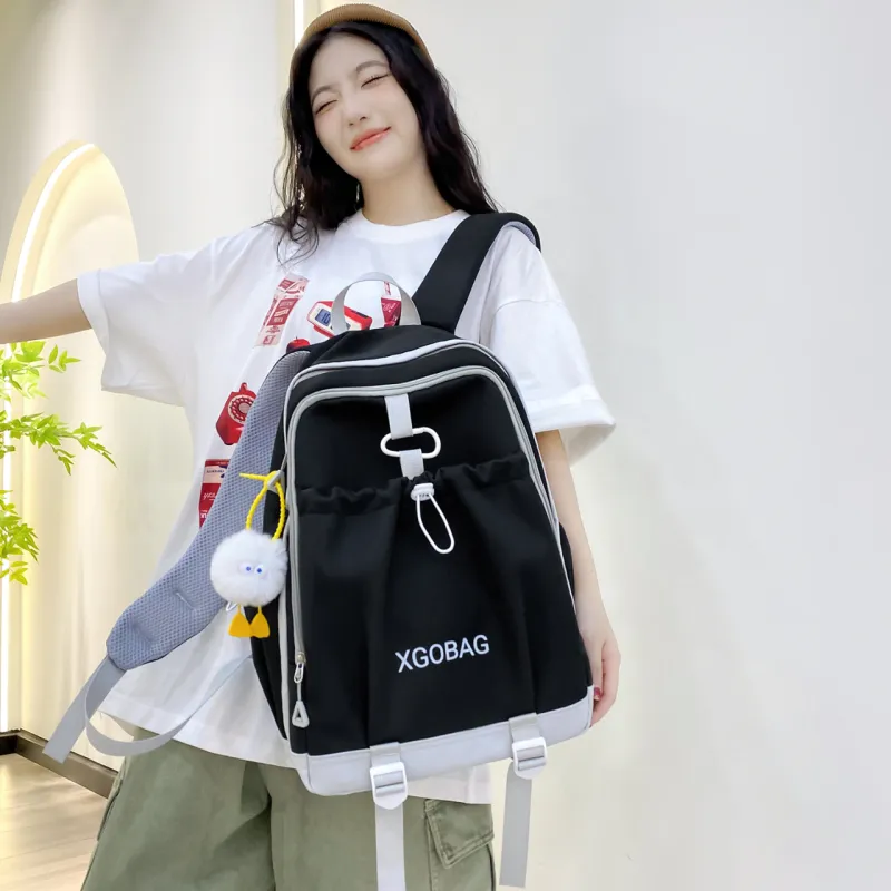 AIBAG Nylon Backpack Unisex White/Black/Purple/Yellow/Green/Brown-4