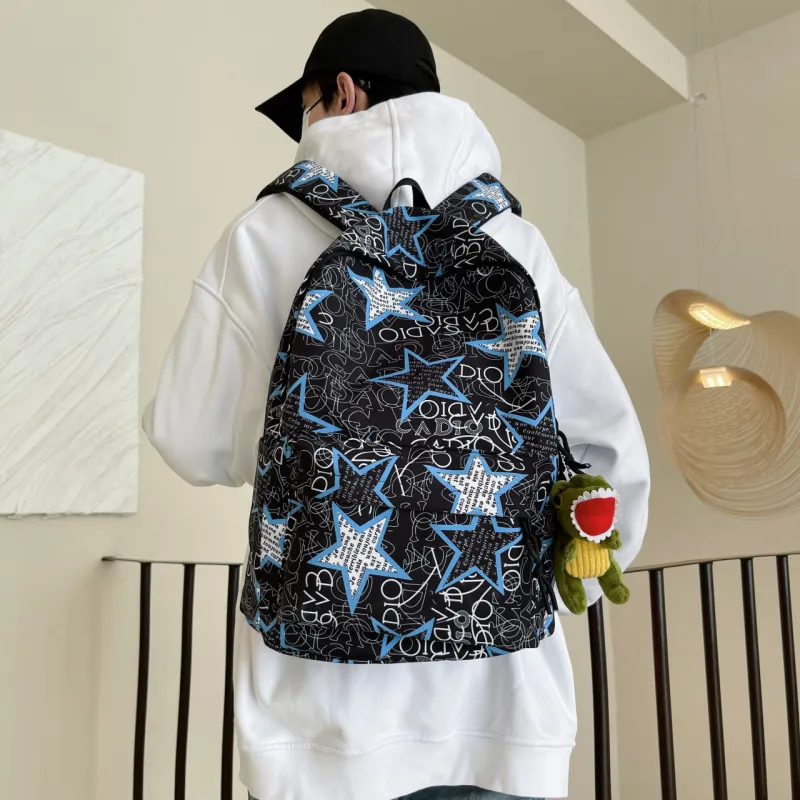 AIBAG Nylon Backpack Unisex Black Gray/Black Green/Black Blue/Black Yellow/White/Khaki-9