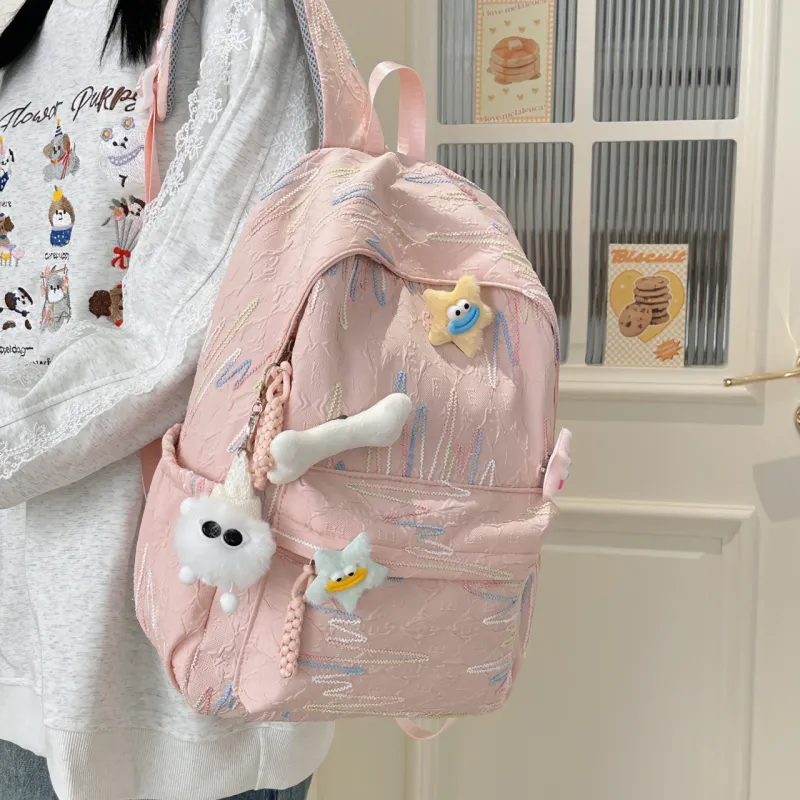 AIBAG Nylon Backpack Unisex White/Black/Yellow/Blue/Pink-27