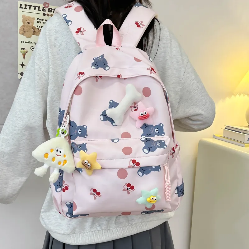 AIBAG Nylon Backpack Unisex White/Black/Green/Blue/Pink-29