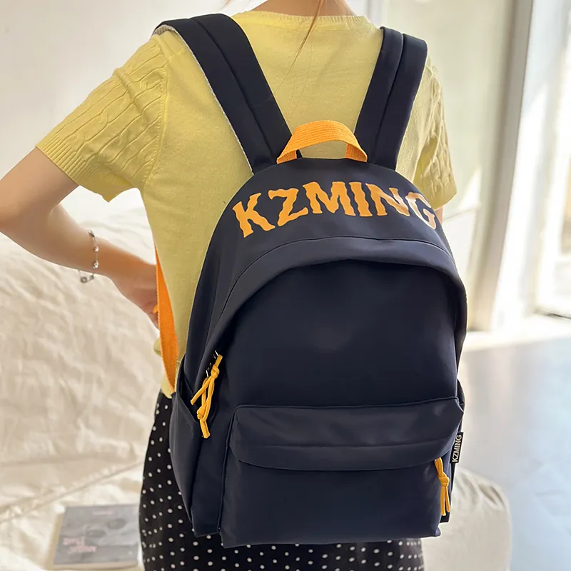 AIBAG Nylon Backpack Unisex Black/Red/Yellow/Navy Blue-22