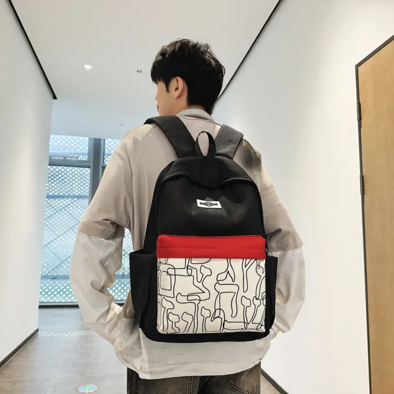 AIBAG Nylon Backpack Unisex White/Black/Red/Purple/Blue-7