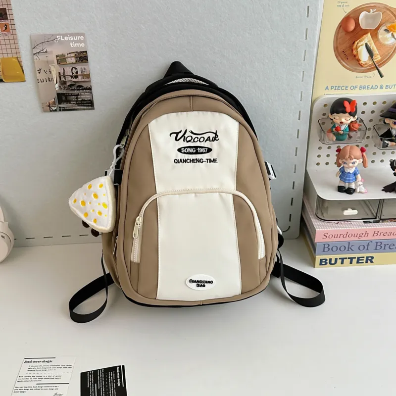 AIBAG Nylon Backpack Unisex Pink/Blue/Green/Yellow/Black-24