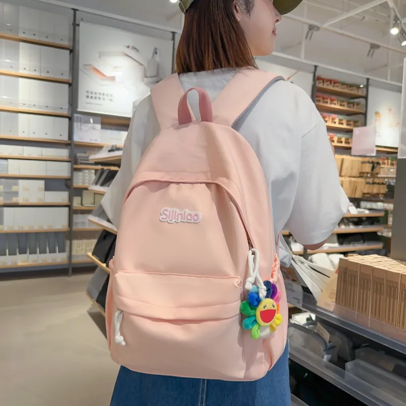 AIBAG Nylon Backpack Unisex White/Black/Blue/Pink-23