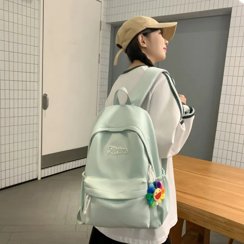AIBAG Nylon Backpack Unisex White/Black/Blue/Pink-14