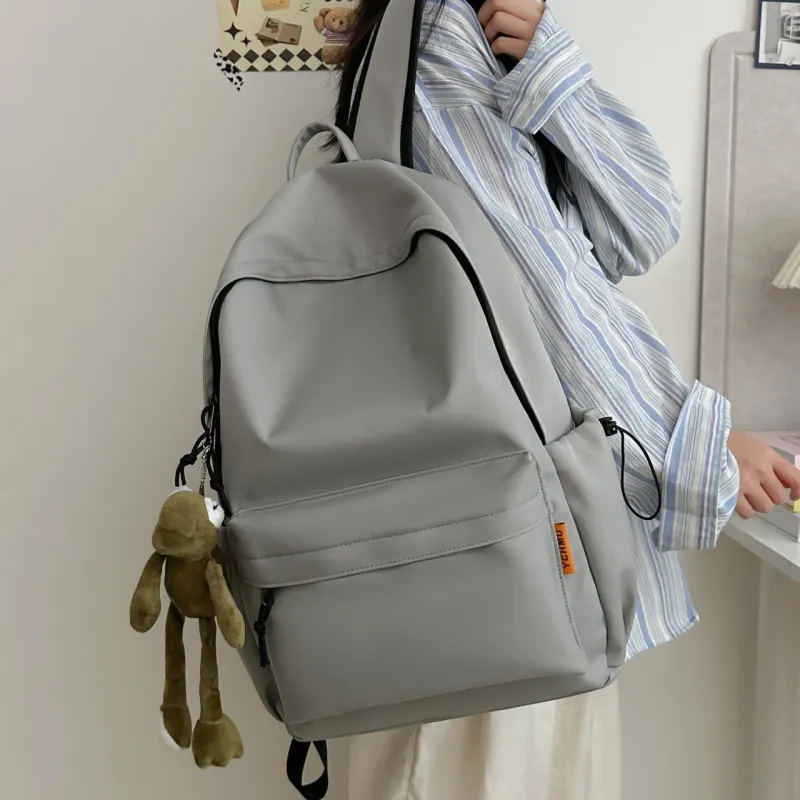 AIBAG Nylon Backpack Unisex White/Gray/Black/Red-11
