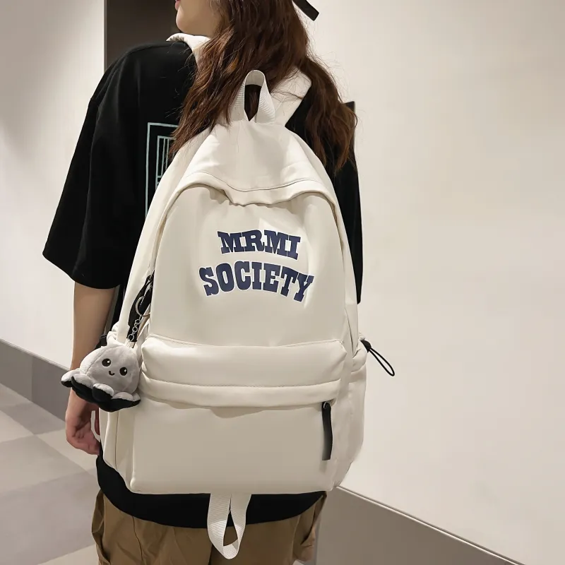 AIBAG Nylon Backpack Unisex Ecru/Black/Burgundy/Light Blue-4
