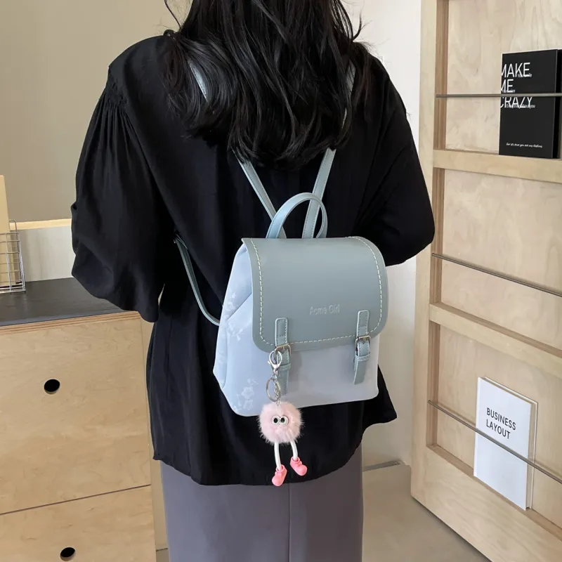 AIBAG PU Backpack Women's Pink/White/Blue/Black-20