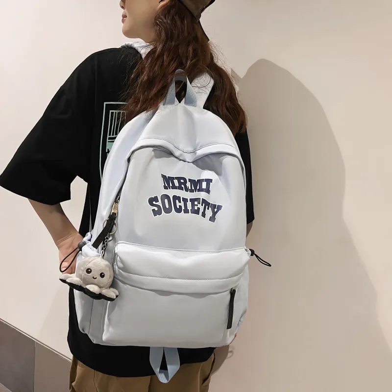 AIBAG Nylon Backpack Unisex Ecru/Black/Burgundy/Light Blue-24