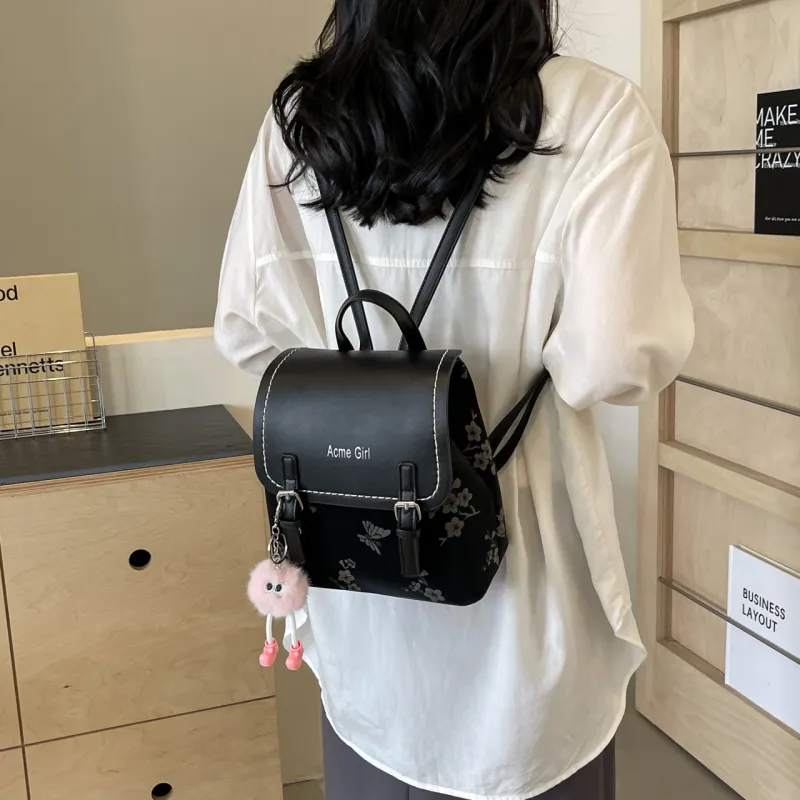 AIBAG PU Backpack Women's Pink/White/Blue/Black-24