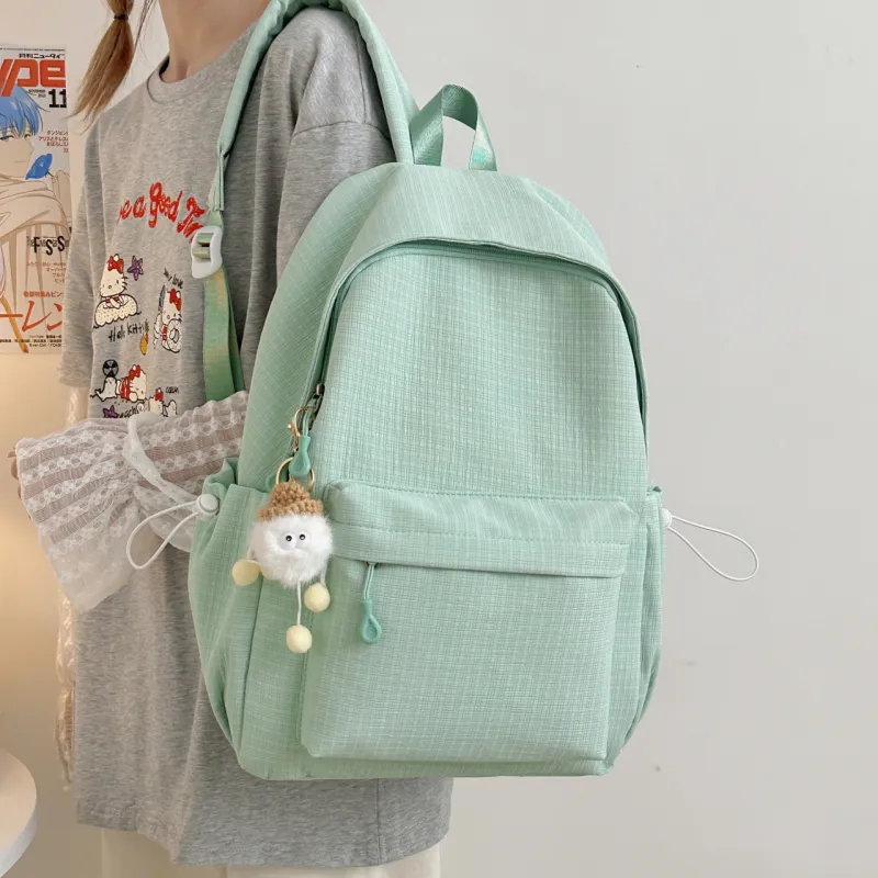 AIBAG Nylon Backpack Unisex White/Black/Pink/Green/Blue-21