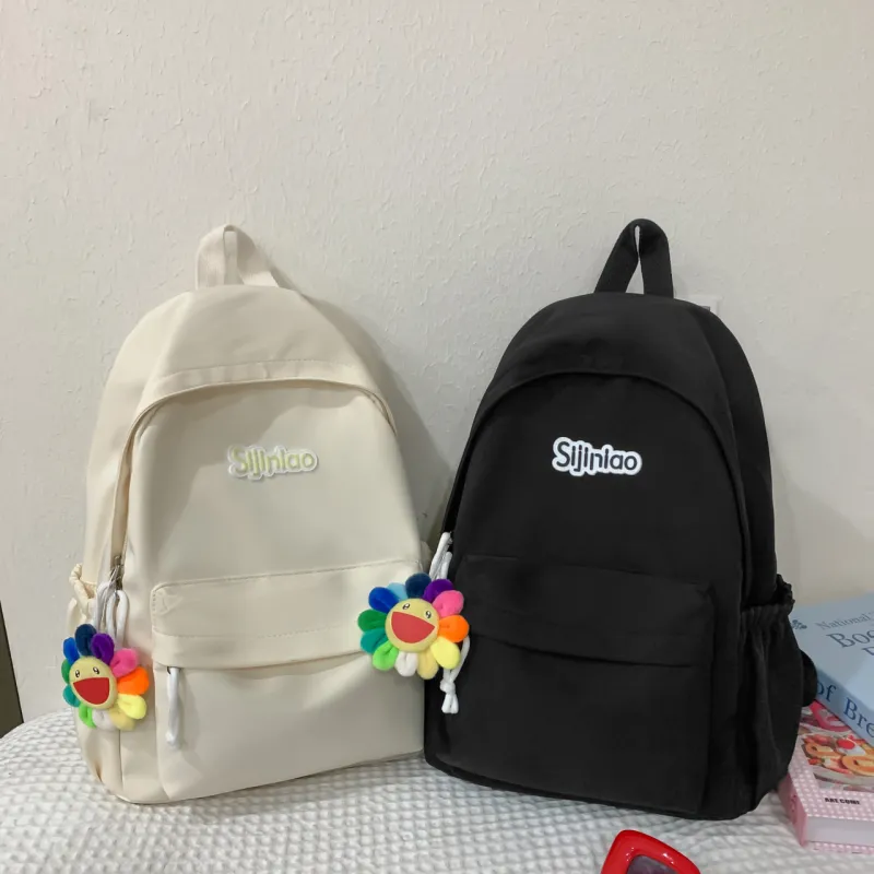 AIBAG Nylon Backpack Unisex White/Black/Blue/Pink-9