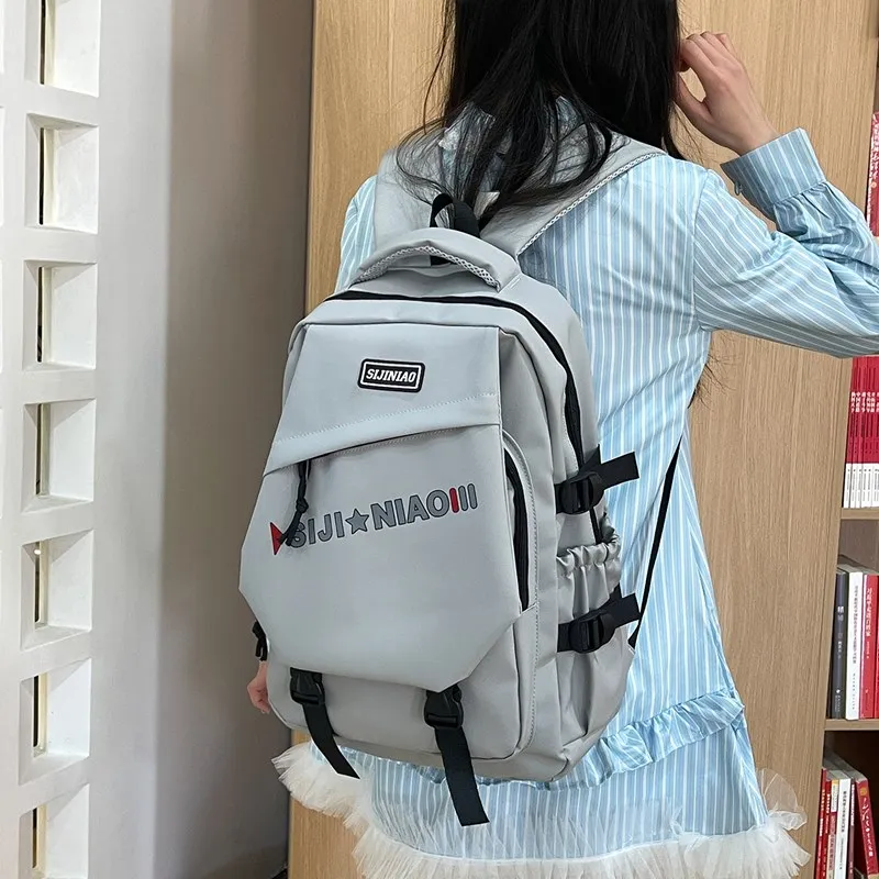 AIBAG Oxford Backpack Unisex Gray/Black/Red/Green/Blue/White-25