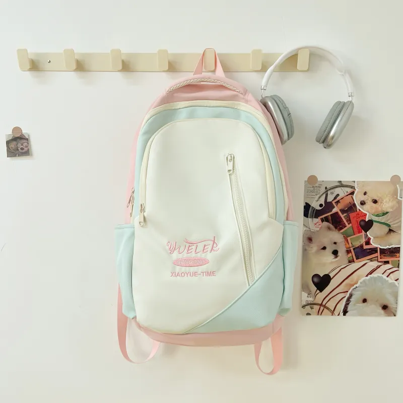 AIBAG Nylon Backpack Unisex Yellow/Green/Blue/Pink/Black-10