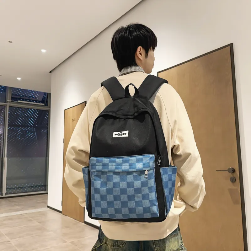 AIBAG Nylon Backpack Unisex Black/Pink/Purple/Dark Blue/Navy Blue-3
