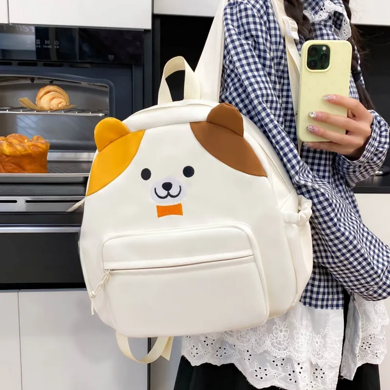 AIBAG Nylon Backpack Regular Unisex White/Black/Yellow-4