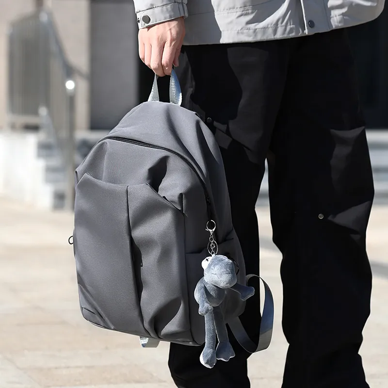 AIBAG Nylon Backpack Unisex White/Black/Gray/Red-7
