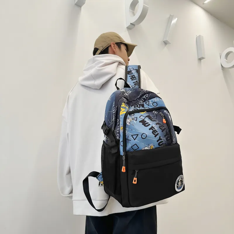 AIBAG Nylon Backpack Men's Gray/Green/Blue-18