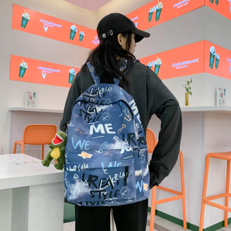 AIBAG Nylon Backpack Unisex White/Gray/Green/Blue-19