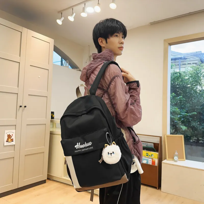 AIBAG Nylon Backpack Unisex White/Black/Purple/Khaki/Blue-8