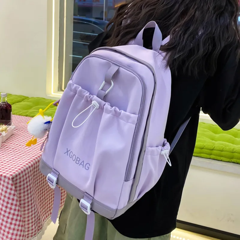 AIBAG Nylon Backpack Unisex White/Black/Purple/Yellow/Green/Brown-9