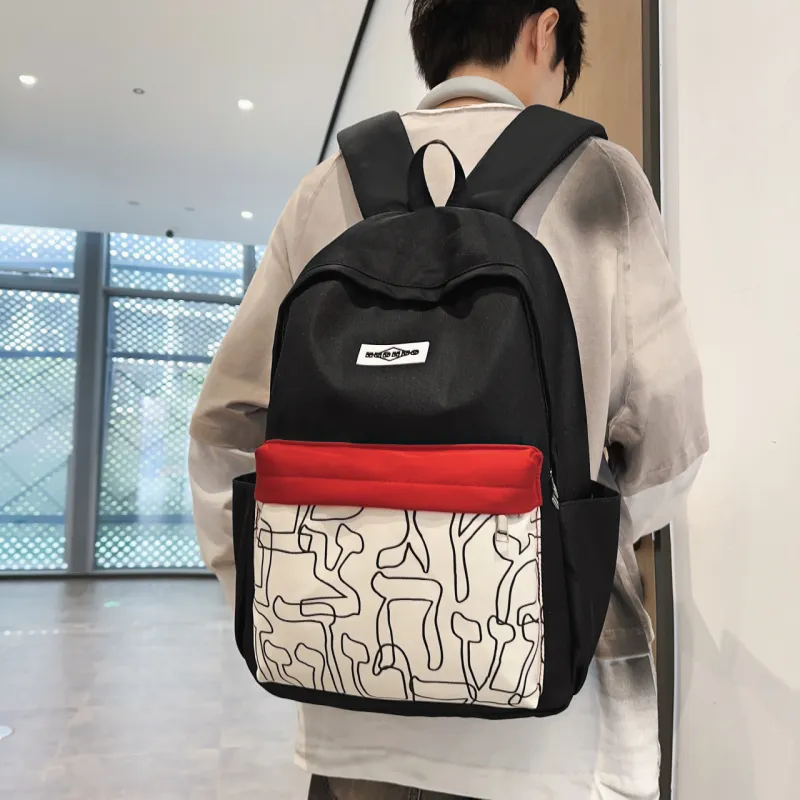 AIBAG Nylon Backpack Unisex White/Black/Red/Purple/Blue-10