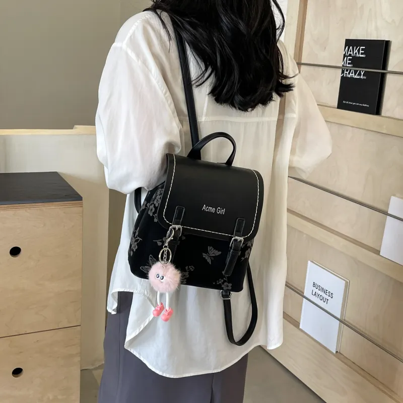 AIBAG PU Backpack Women's Pink/White/Blue/Black-26