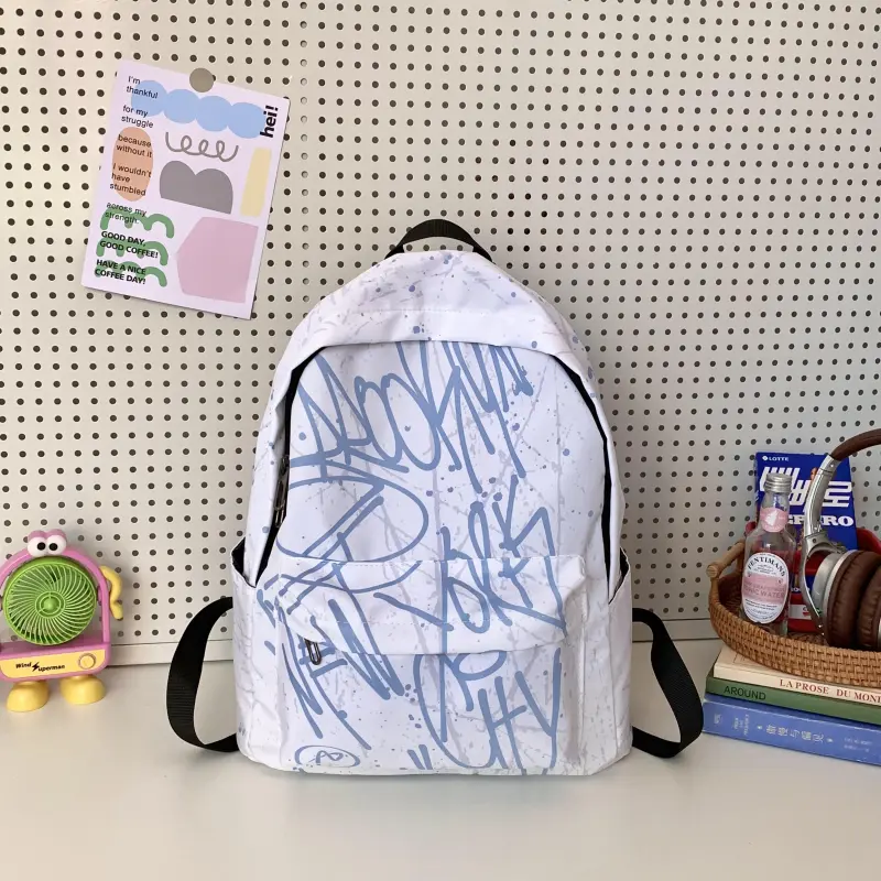 AIBAG Nylon Fabric Backpack Unisex Pink/Blue/Gray-13