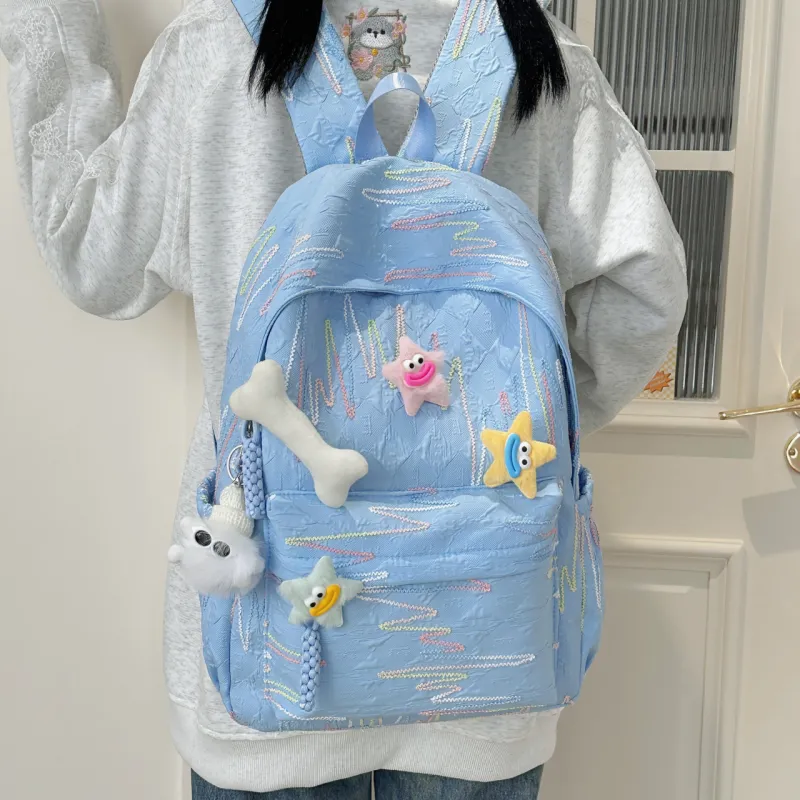 AIBAG Nylon Backpack Unisex White/Black/Yellow/Blue/Pink-18