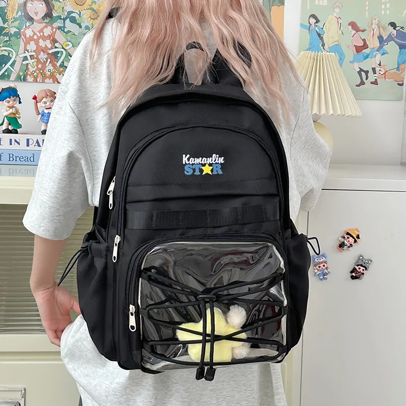 AIBAG Nylon Backpack Unisex Blue/Yellow/Black/White-16