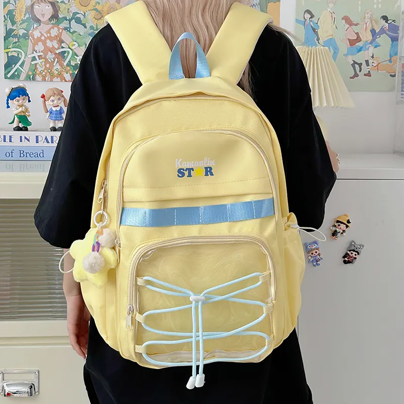 AIBAG Nylon Backpack Unisex Blue/Yellow/Black/White-10