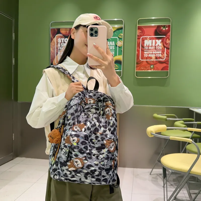 AIBAG Printed And Gold Stamped Fabric Backpack Unisex Multicolor-5