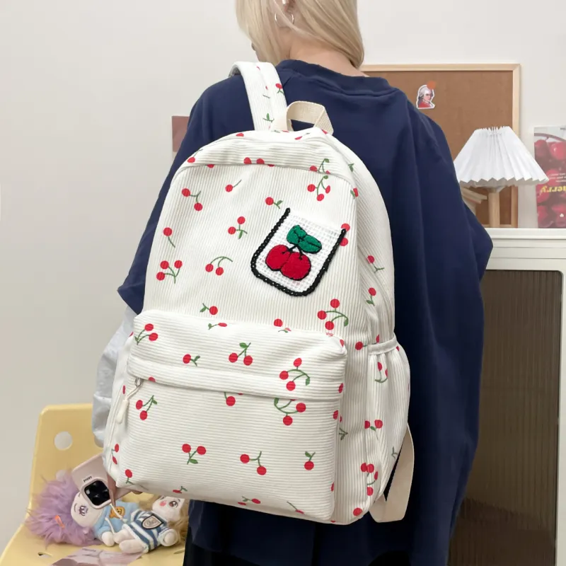 AIBAG Canvas Backpack Unisex White/Black/Pink-4