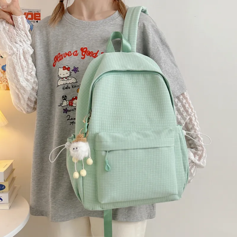 AIBAG Nylon Backpack Unisex White/Black/Pink/Green/Blue-20