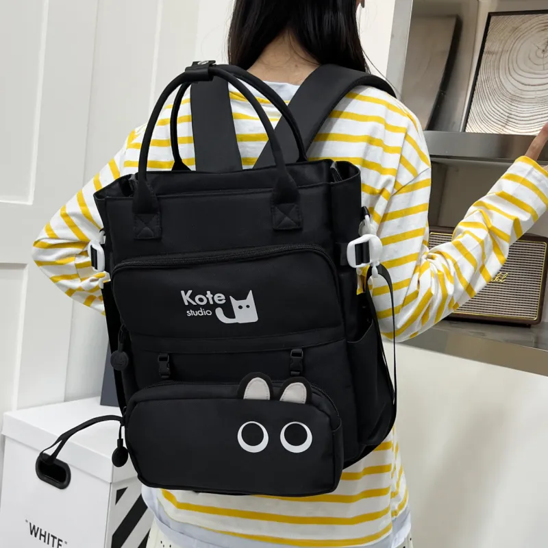 AIBAG Fabric Backpack Unisex Black/Pink/Green/Khaki/Lake Blue-4