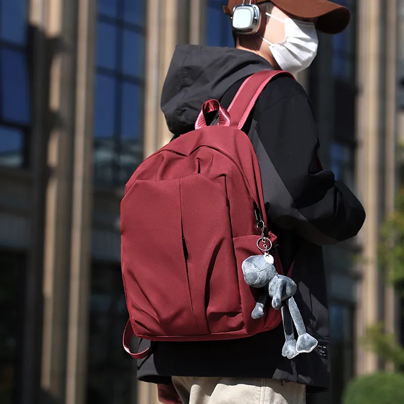 AIBAG Nylon Backpack Unisex White/Black/Gray/Red-12