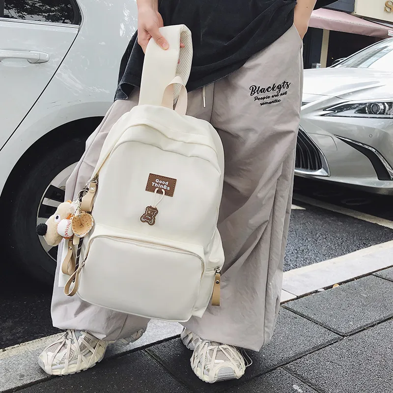 AIBAG Nylon Backpack Unisex White/Black/Khaki/Blue-3