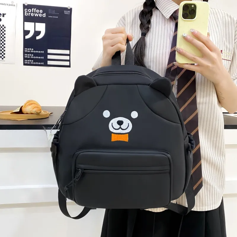 AIBAG Nylon Backpack Regular Unisex White/Black/Yellow-10